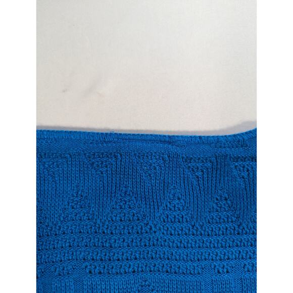 VTG Keneth Too Sweater Womens M Blue Short Sleeve Textured Knit USA 80s Retro - Picture 9 of 9